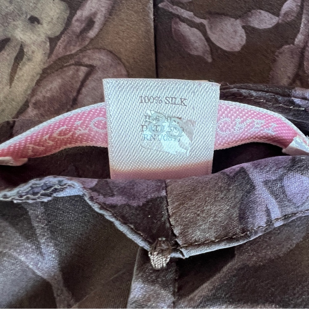 VTG Y2K Victoria's Secret Grey and Purple Floral Print 100% Silk Slip Dress, M - Picture 7 of 9
